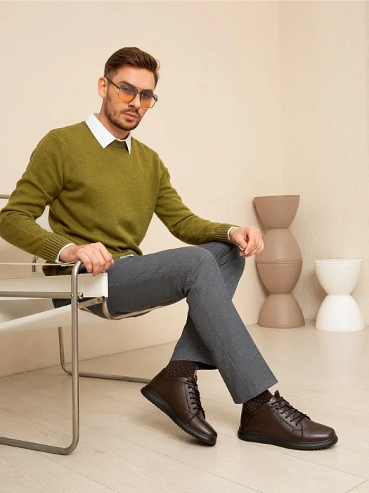 Мужские кеды BRUNO RENZONI  коричневые, артикул DSHD-DM005B