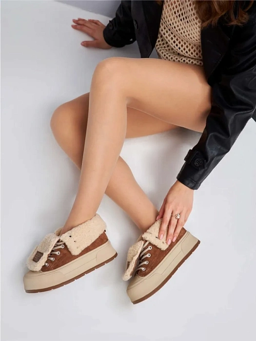 Женские ботинки eObuv коричневые, артикул 25AW-027