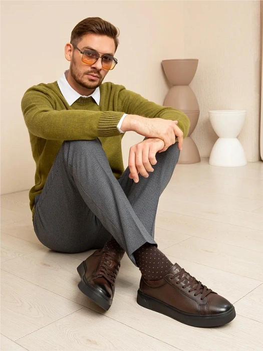 Мужские кеды BRUNO RENZONI  коричневые, артикул 523020-116