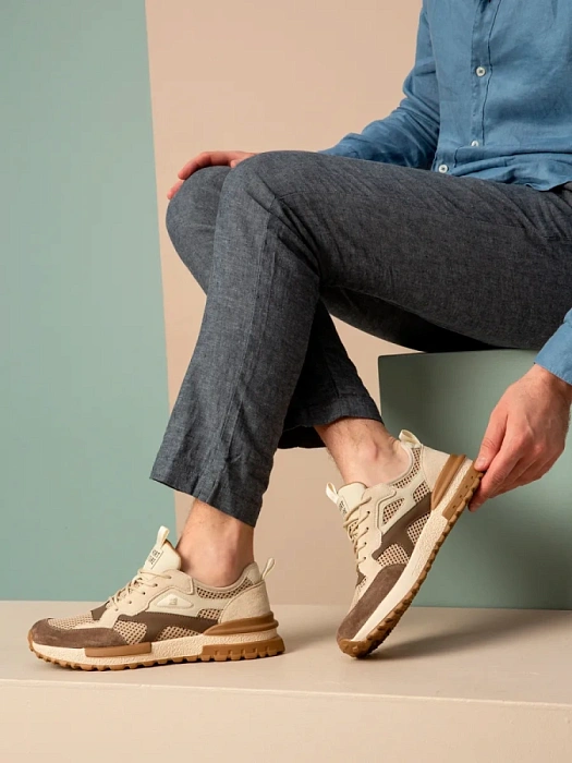 Мужские кроссовки BRUNO RENZONI  бежевые, артикул 951525-8