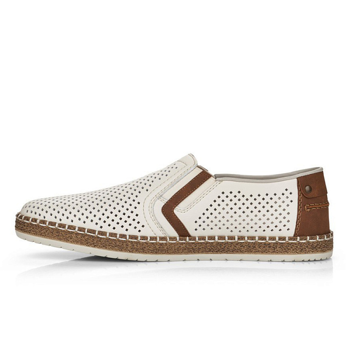 Мужские слипоны RIEKER белые, артикул B5297-80