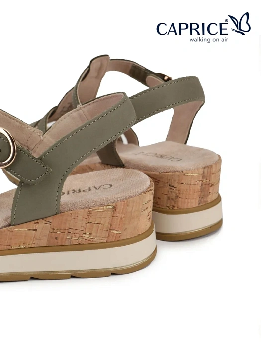 Женские босоножки  CAPRICE оливковые, артикул 9-28709-44-724