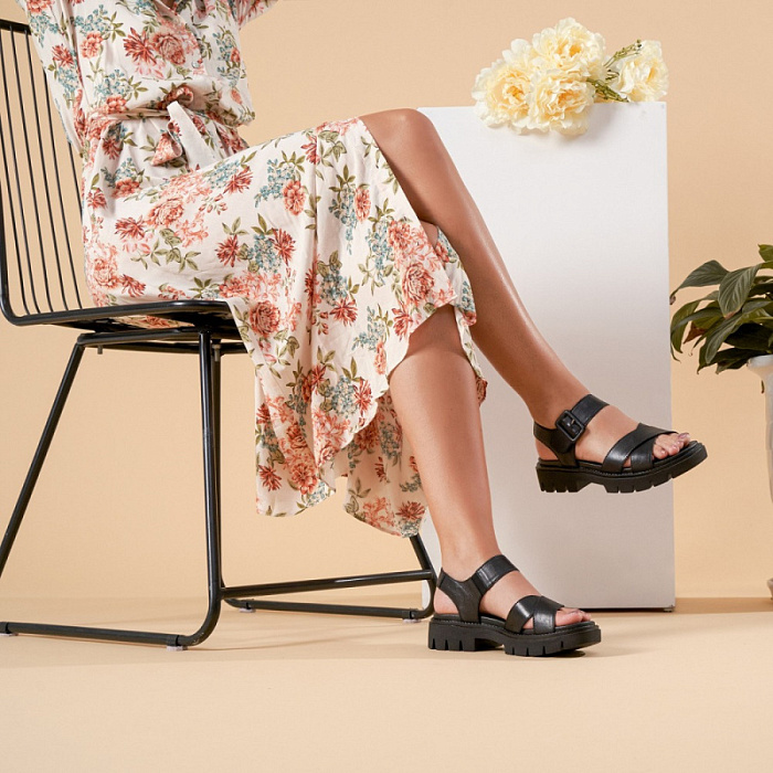 Женские босоножки  REMONTE черные, артикул D7950-00