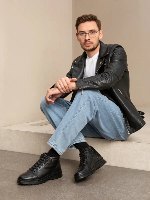 Мужские ботинки BRUNO RENZONI  черные, артикул 817X-129Z-TA29