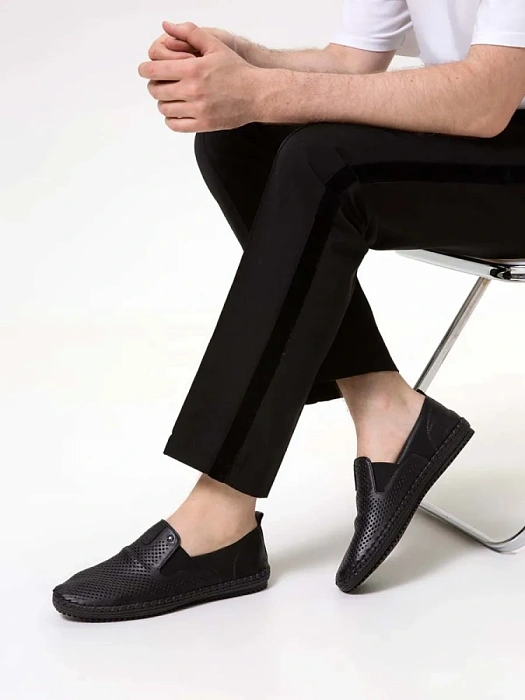 Мужские слипоны BRUNO RENZONI  черные, артикул 033.171167