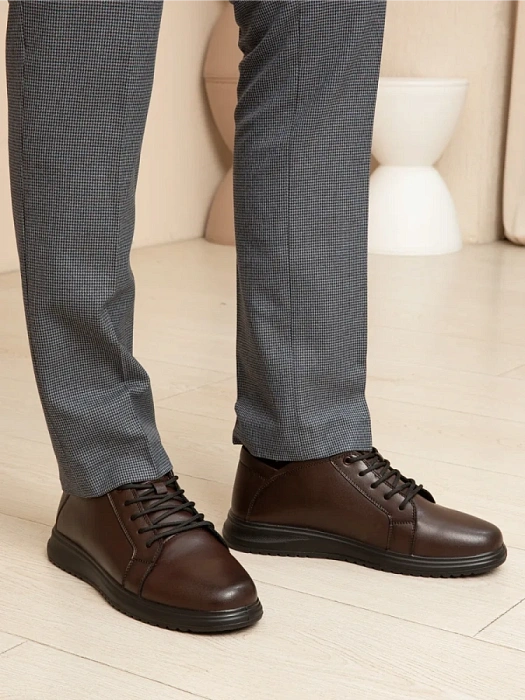 Мужские кеды BRUNO RENZONI  коричневые, артикул DSHD-DM005B