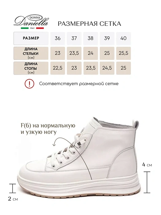 Женские ботинки basic Donna Daniella  белые, артикул 42-DBE35-3-311