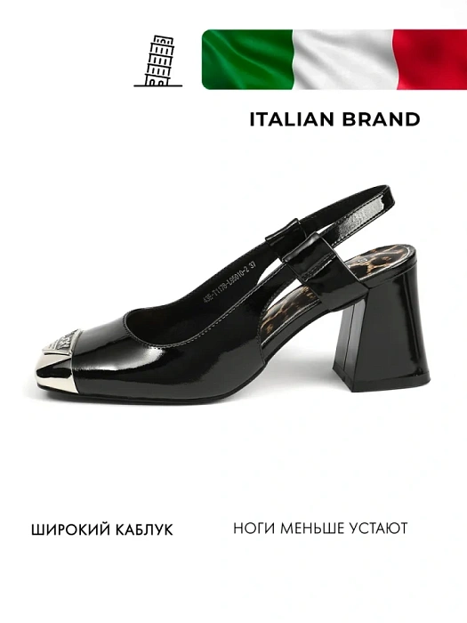 Женские слингбэки FEDERICA RODARI черные, артикул 43E-T1178-L95010-2