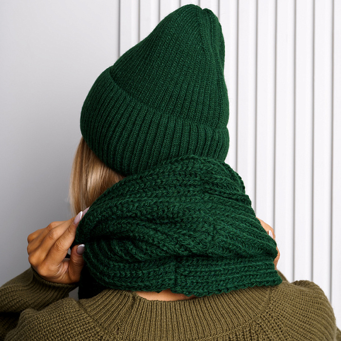 Комплект Головной убор+Аксессуар FEDERICA RODARI, артикул 704/17_D.Green