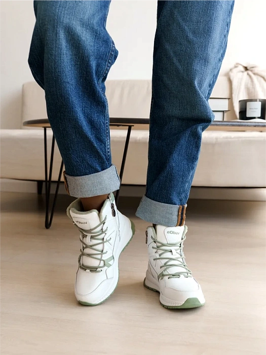 Женские ботинки basic eObuv белые, артикул 138573/10-02EB