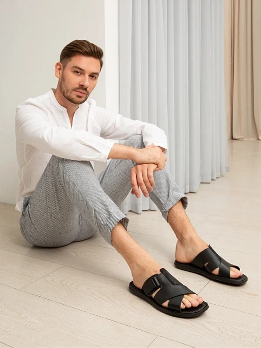 Мужские слайдеры BRUNO RENZONI  черные, артикул 990650-8