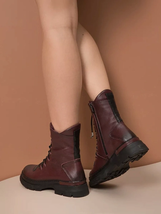 Женские берцы eObuv бордовые, артикул 800183-PL-718