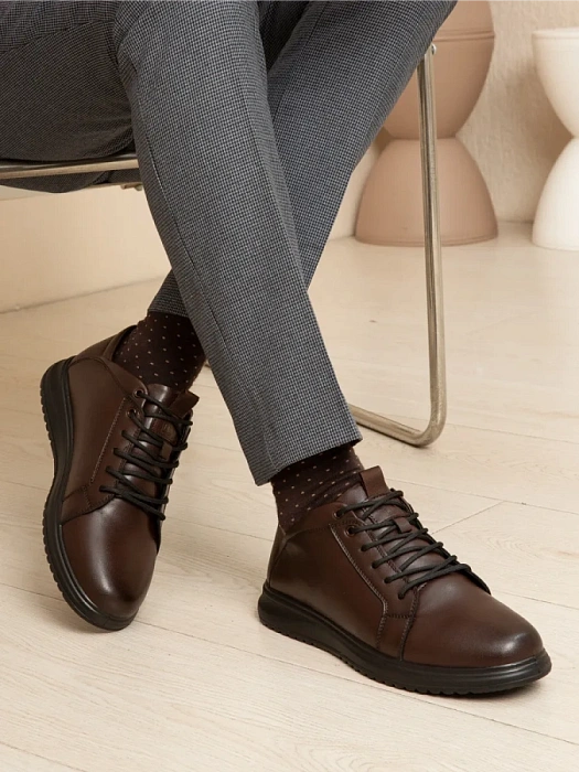 Мужские кеды BRUNO RENZONI  коричневые, артикул DSHD-DM005B