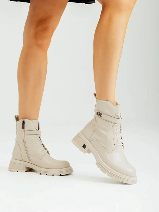 Женские берцы FEDERICA RODARI бежевые, артикул 15E-A3937L-3