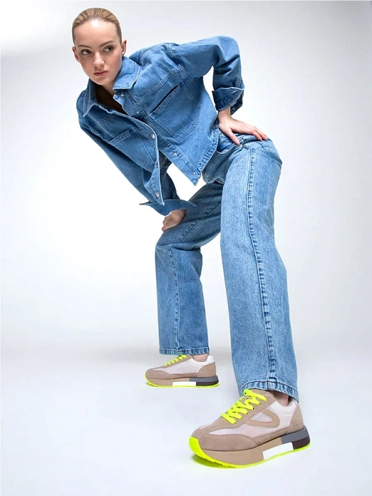 Женские кроссовки FEDERICA RODARI коричневые, артикул 42E-S912-1A