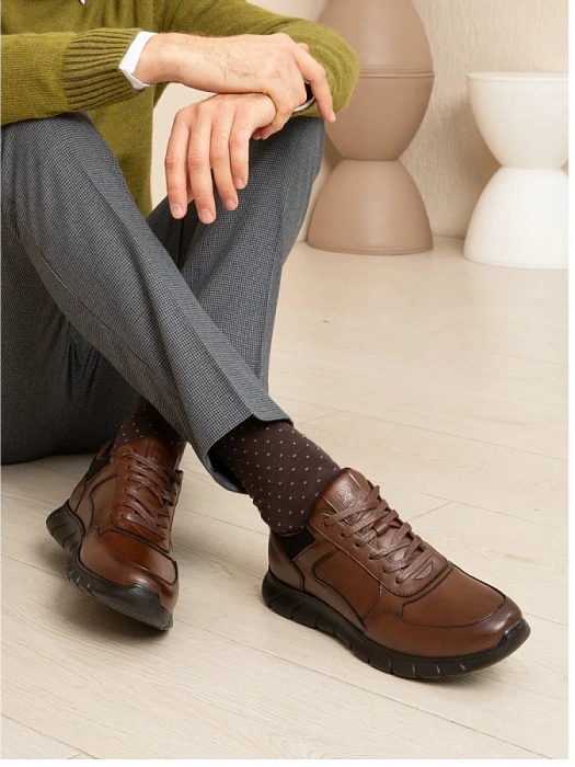 Мужские кроссовки BRUNO RENZONI  коричневые, артикул DSHD-DM003